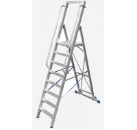 Стремянка на роликах, большая площадка, поручень, 10 ступеней, РВ 4,35 м