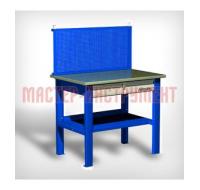Верстак бестумбовый с 2 подвесными ящиками и перф.панелью - синий