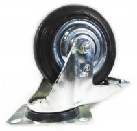 Колесо промышленное поворотное c тормозом, черная резина, SCb97, до 60кг