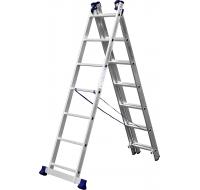 Лестница универсальная, трехсекционная со стабилизатором, 7 ступеней