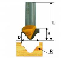 Фреза  пазовая фасонная d 19 х 13, r4, хв.12 мм