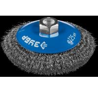 Щетка коническая д/УШМ, 115мм x M14 витая стальная проволока 0,3мм